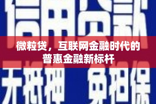 广灵微粒贷，互联网金融时代的普惠金融新标杆