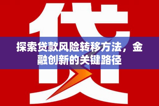 广灵探索贷款风险转移方法，金融创新的关键路径