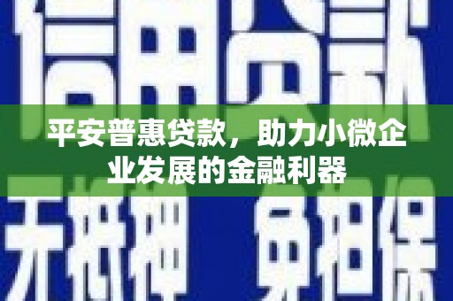 广灵平安普惠贷款，助力小微企业发展的金融利器