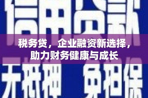 广灵税务贷，企业融资新选择，助力财务健康与成长